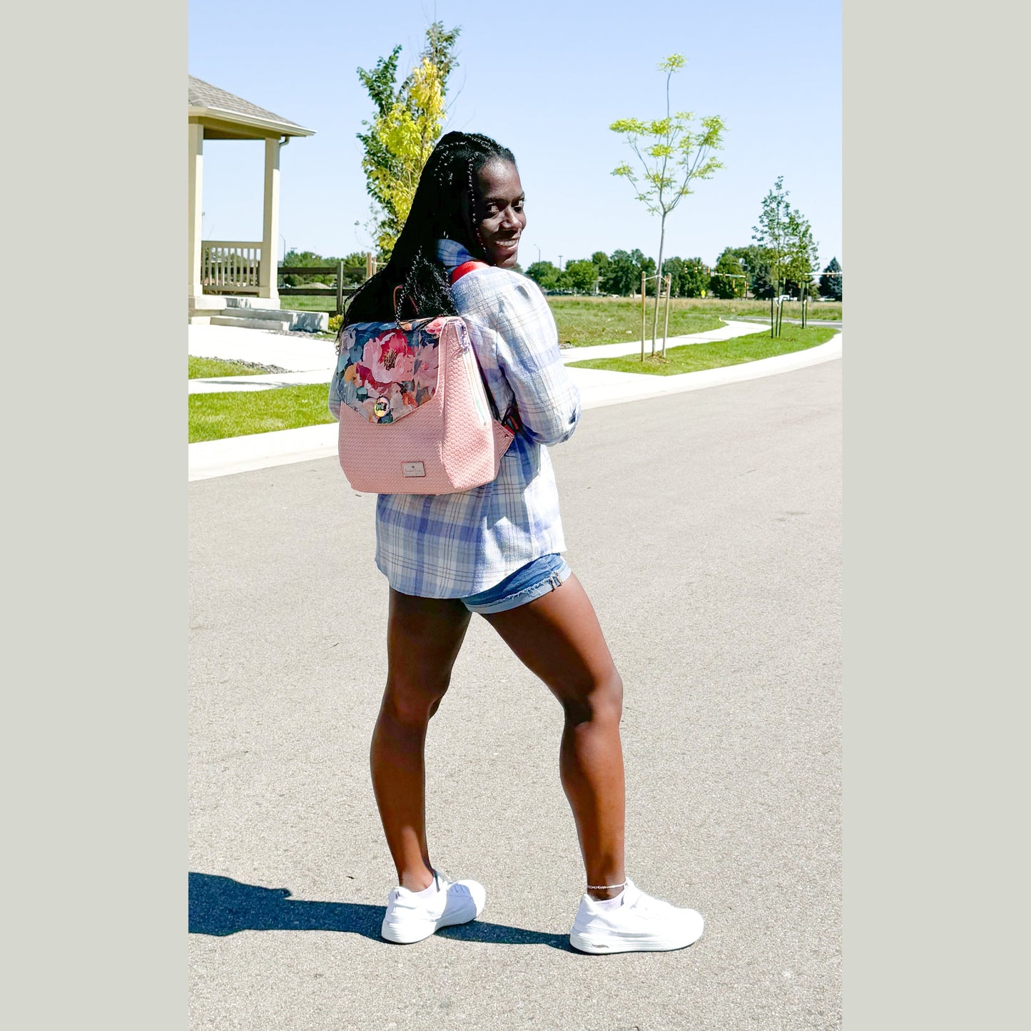 Colorful butterfly print backpack