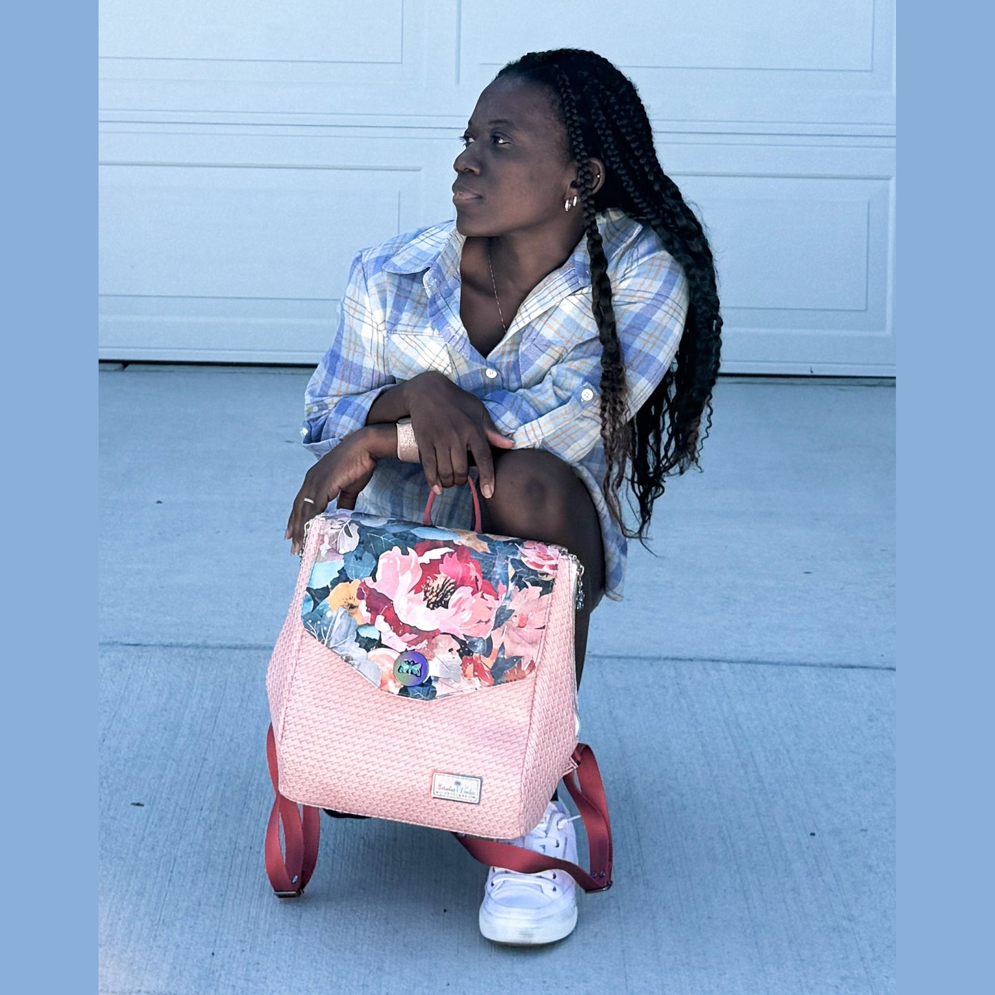 Colorful butterfly print backpack