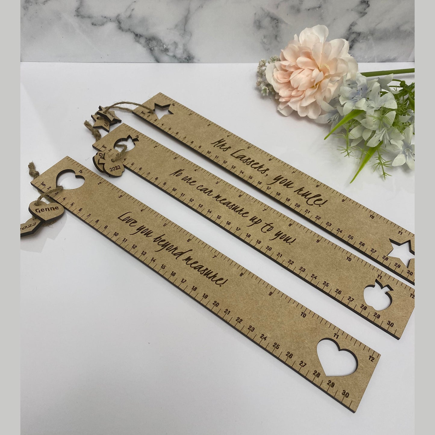 Custom engraved wooden ruler