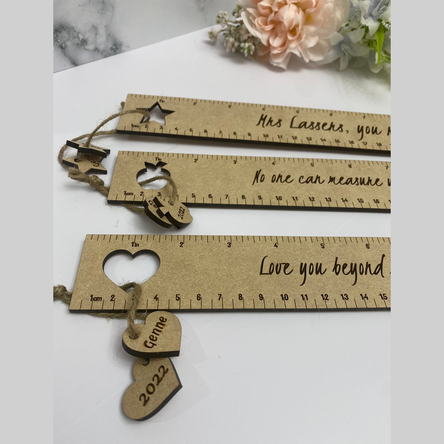Custom engraved wooden ruler