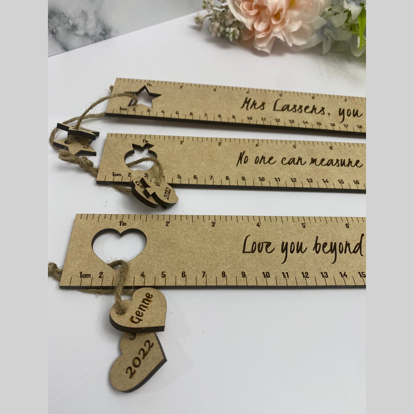 Custom engraved wooden ruler