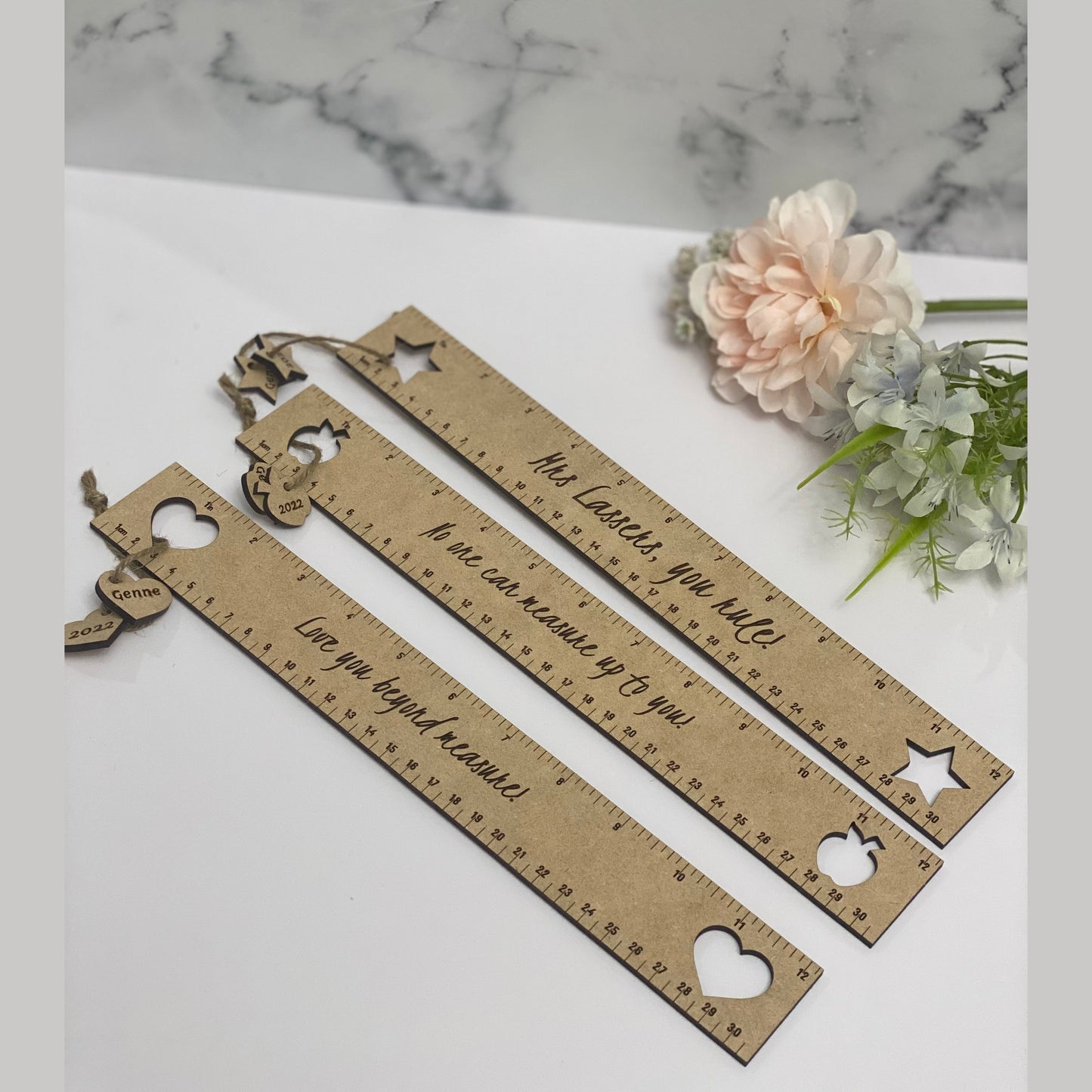 Custom engraved wooden ruler
