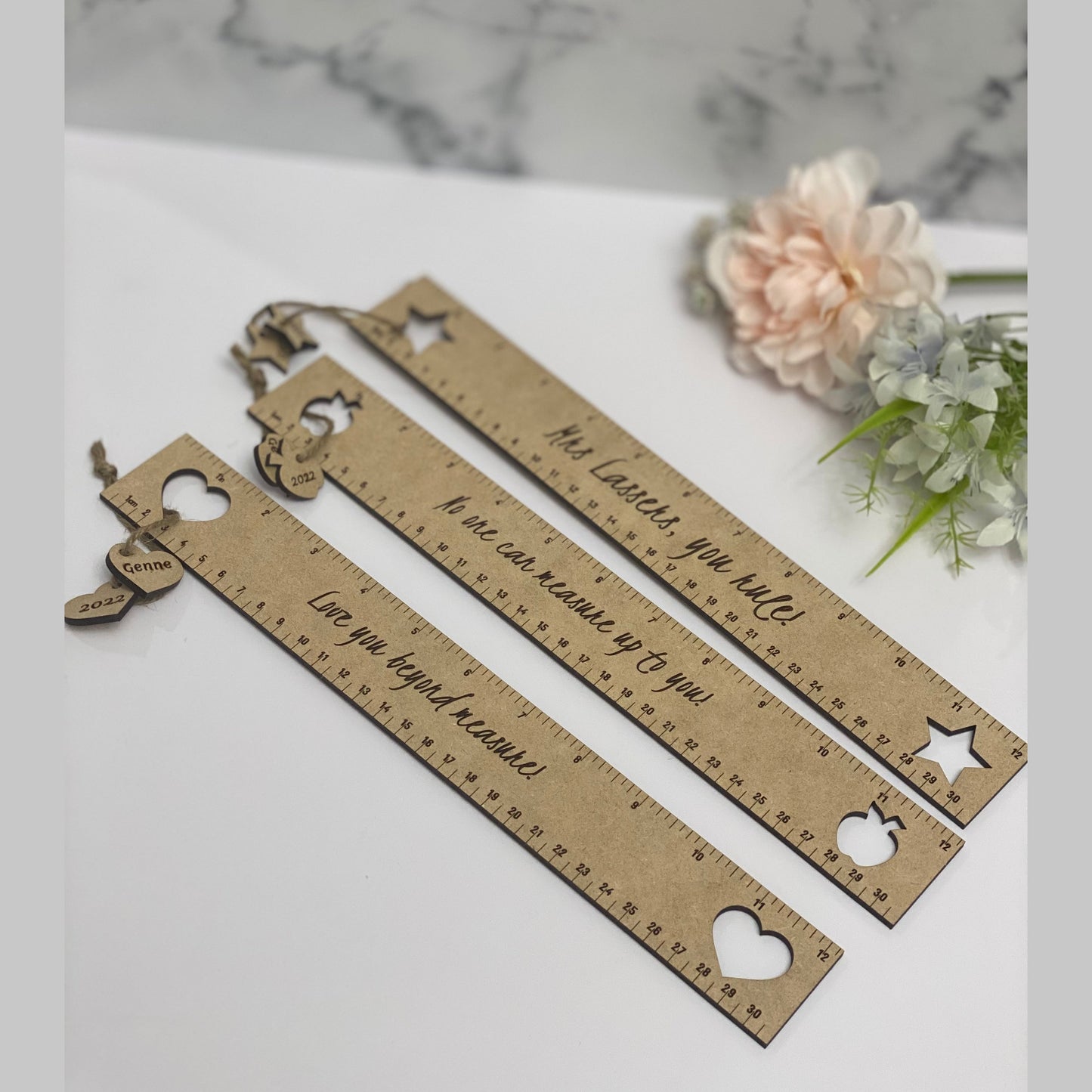 Custom engraved wooden ruler